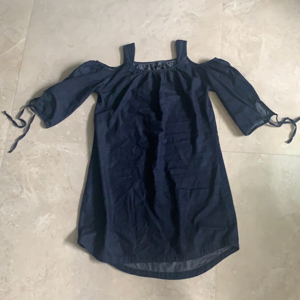 Denim-inspired Dress with Shoulder Cut-outs